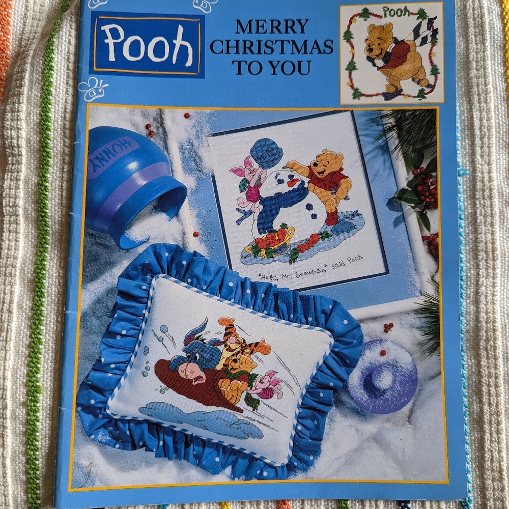 Vintage Winnie the Pooh and Friends Cross-stitch Book - Merry Christmas to You